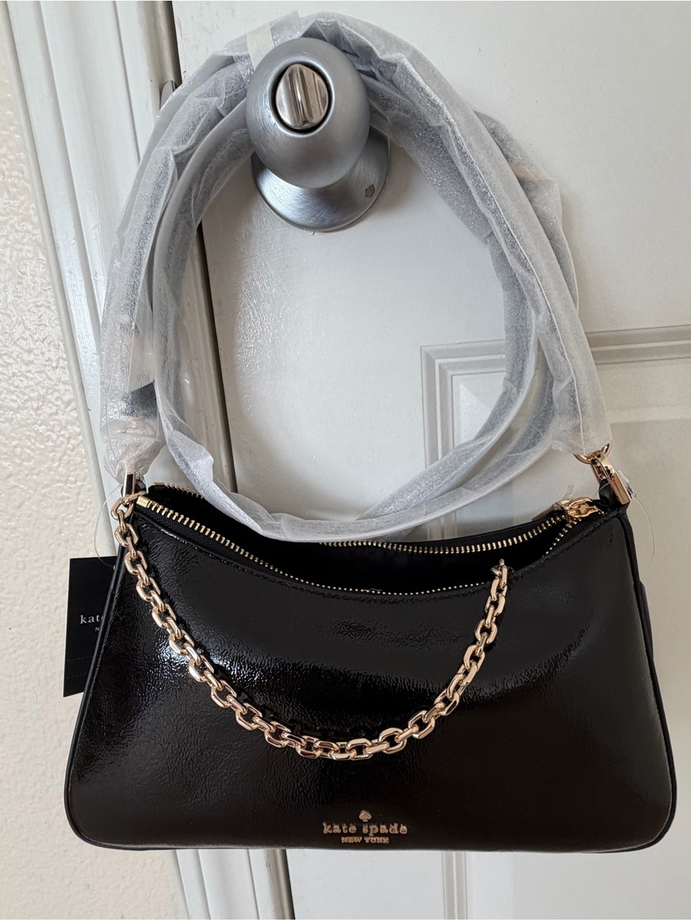 kate spade Margot Shiny Leather Shoulder Bag in Black - Picture 11 of 15